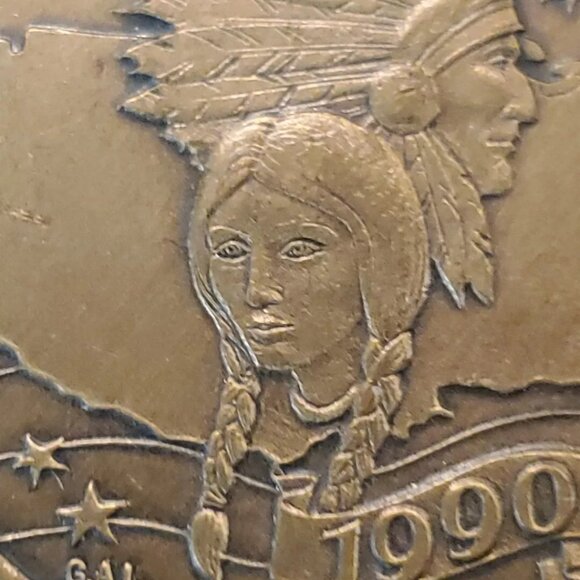 Rare 1990 Chief Chogtaw Mardi Gras Coin, 10 GAUGE GOLD Plated - Picture 7 of 9